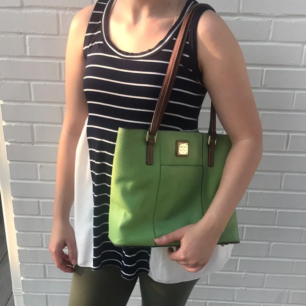 Dooney and Burke Lexington green brown purse handbag bag